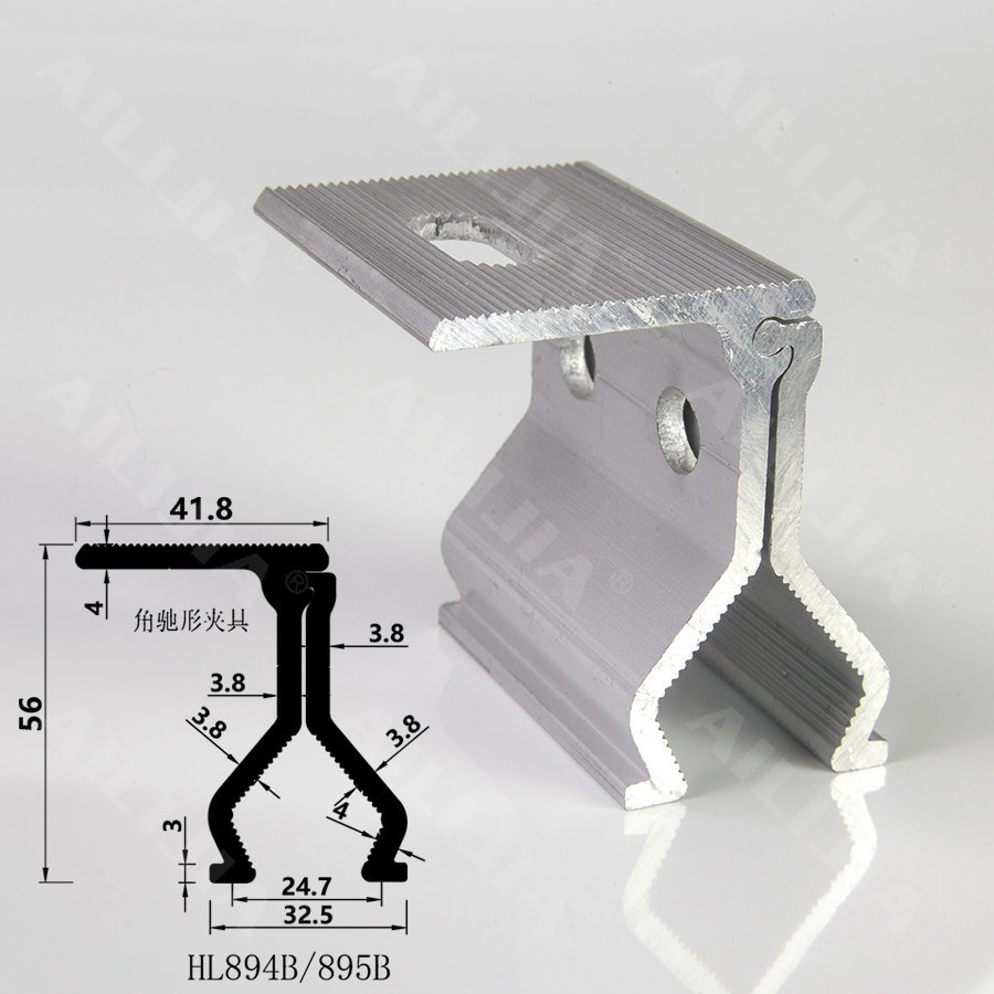角馳形夾具（加厚款）760/820彩鋼瓦鋁合金(jīn)光(guāng)伏支架配件(jiàn)